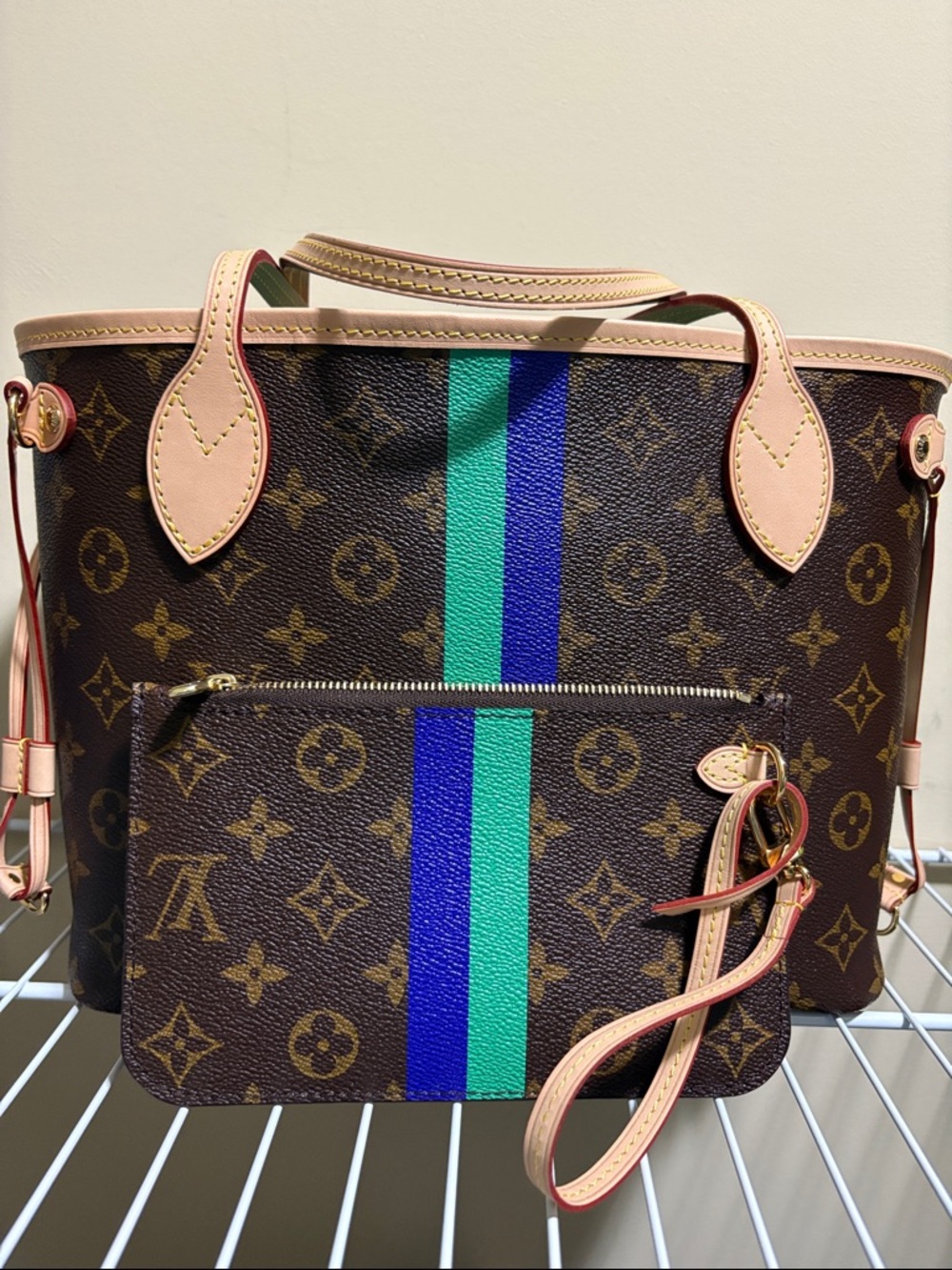 Louis Vuitton Neverfull PM  Monogram My Heritage Blue & Green Stripe